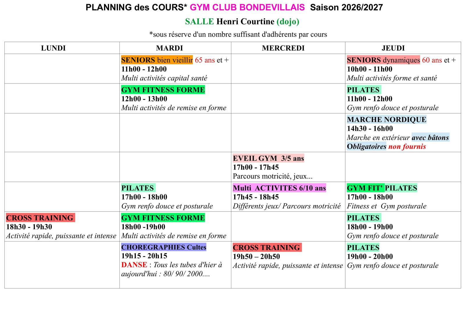 INSCRIPTIONS 2026/2027