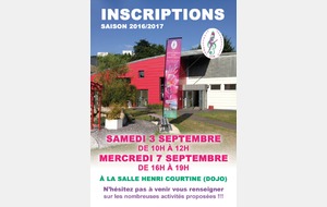 INSCRIPTIONS SAISON 2016/2017