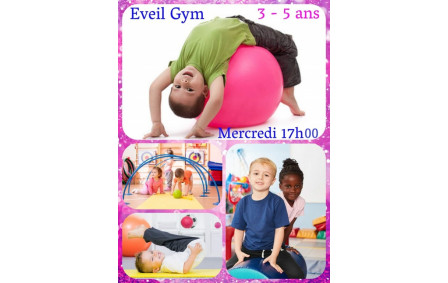 EVEIL GYM 3/5 ANS
Mercredi 17h00
Activité d'éveil pour les enfants dès 3 ans.
Parcours, ateliers, jeux…
Pour se dépenser et s'amuser dans une salle confortable et sécurisée (dojo)
Pour développer équilibre, coordination, souplesse, socialisation et confiance en soi
Pour gagner en autonomie (activité sans la présence des parents)